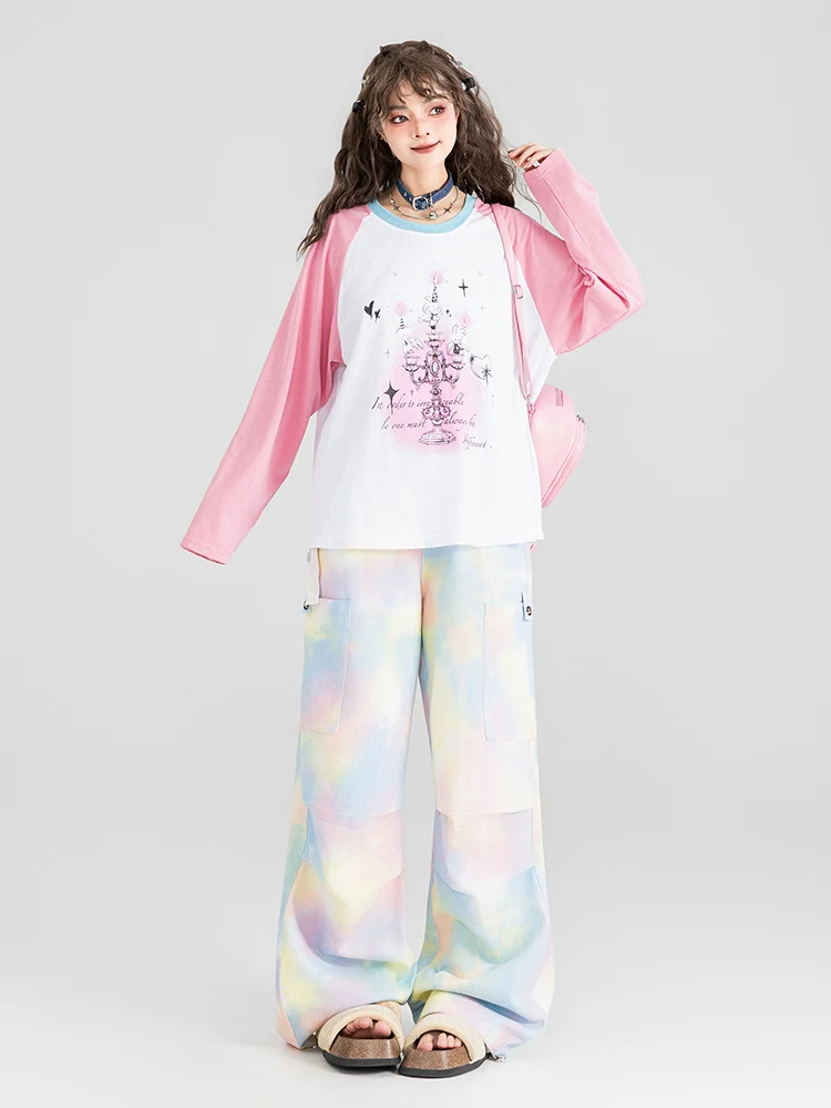 Title 6, Rainbow Color Cargo Jeans for Women Thin – Ligh...