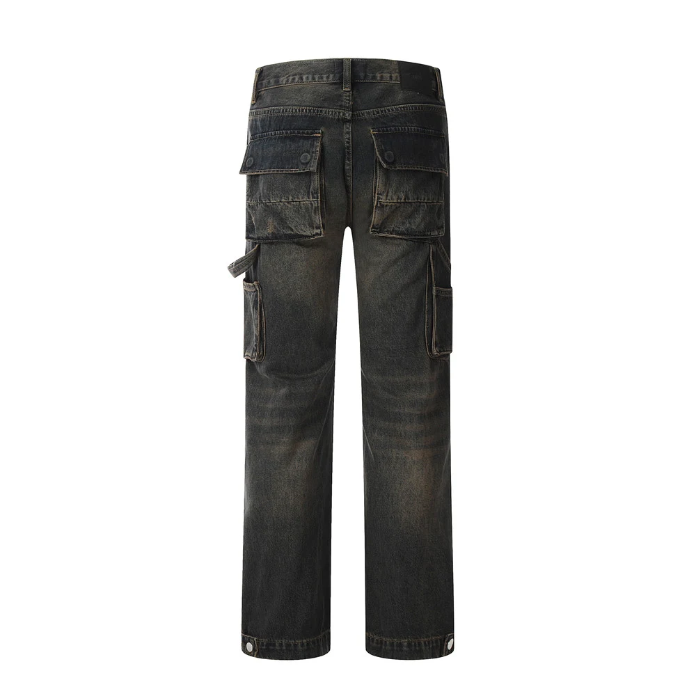 Title 13, Heren Jeans met Meerdere Zakken Losse Broek Com...
