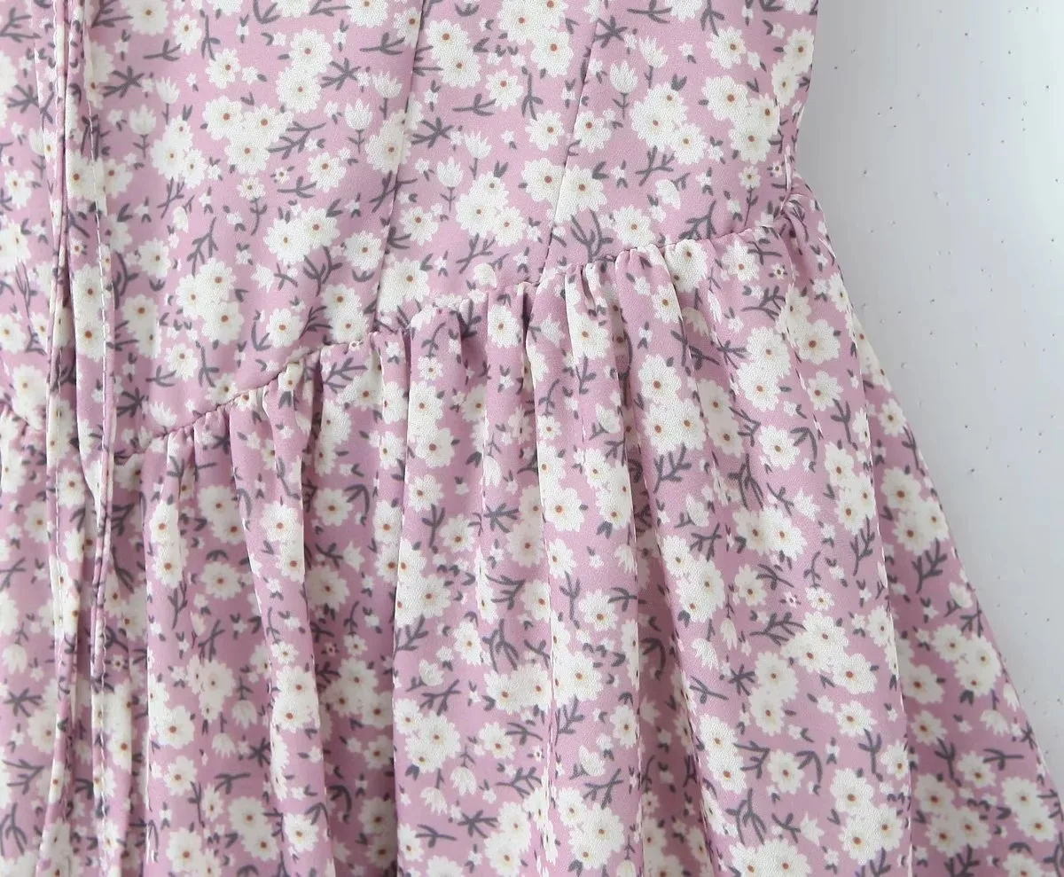 Title 11, Verão novo vestido de alça floral puro feminino