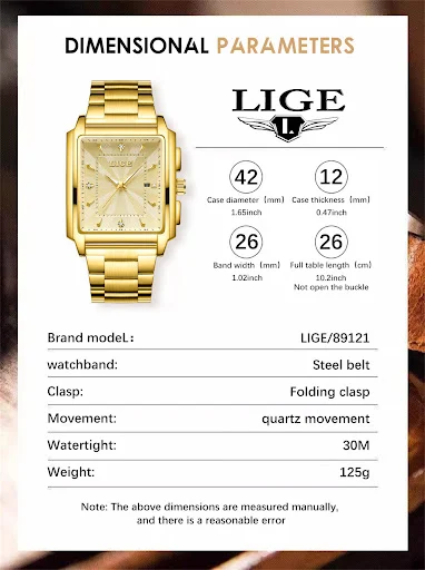 Title 1, Herenhorloge Vierkant Grote Wijzerplaat Stalen ...