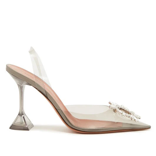 Zonnebloem transparante kristal diamant gesp hoefijzer hak puntige high heels voor een elegante en modieuze uitstraling — foto 2