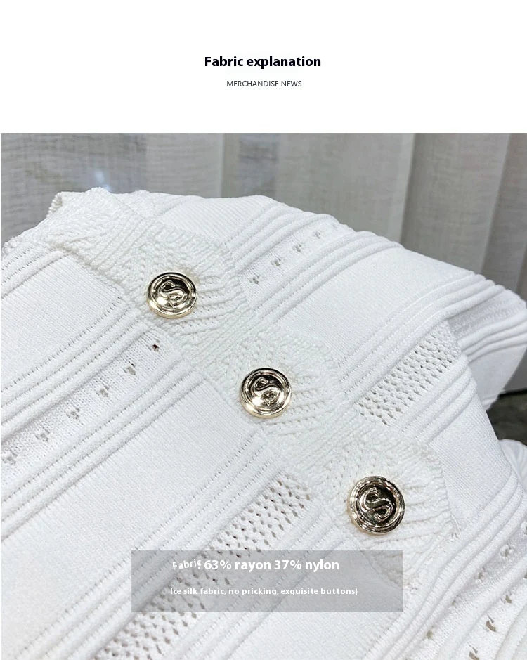 Title 19, Hollow High-end Green V-neck Knitted Dress Fren...