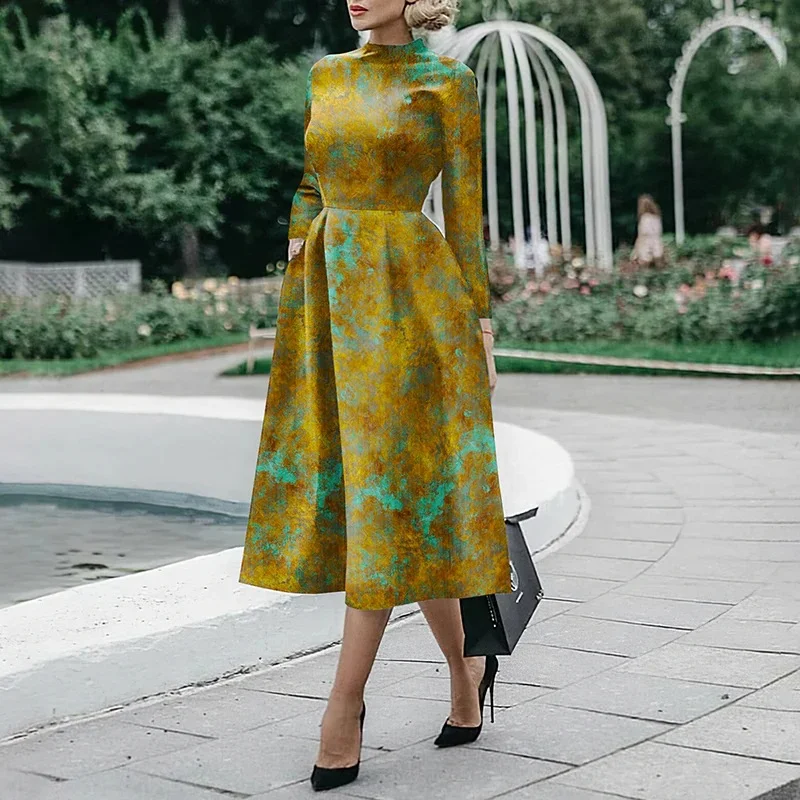 Vestido midi de manga longa elegante e estiloso, ideal para mulheres que buscam sofisticação e conforto em diversas ocasiões. — foto 5