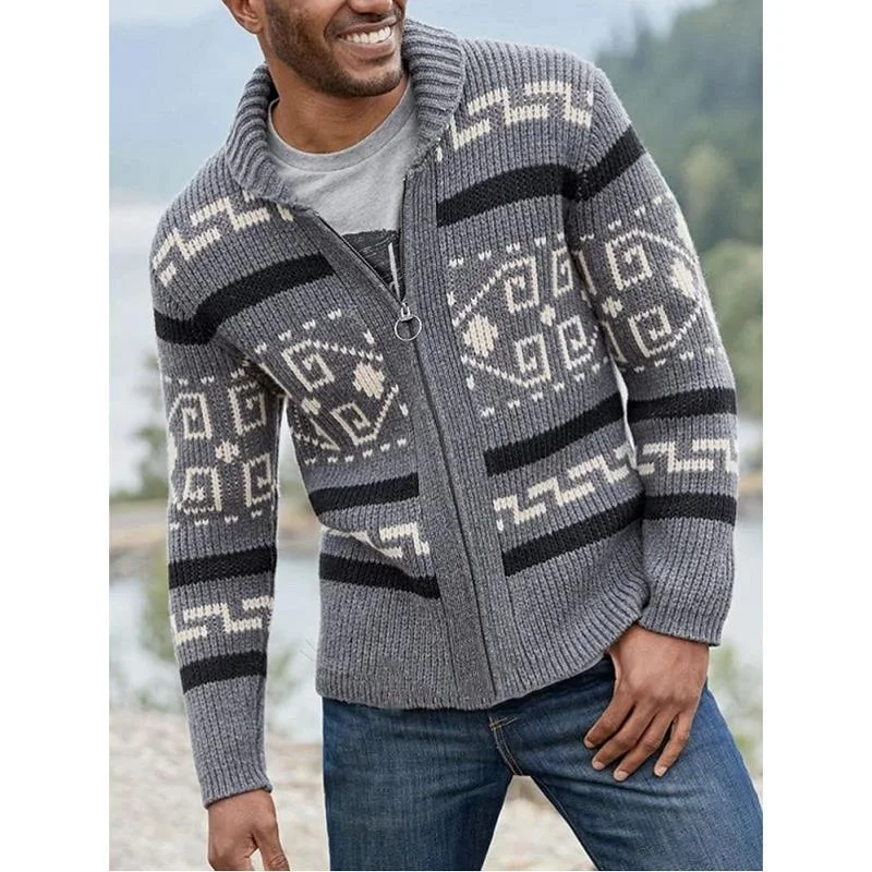 Giacca cardigan casual da uomo con risvolto, giovane ed elegante. Comfort e stile per un look quotidiano versatile e sempre alla moda. — foto 7