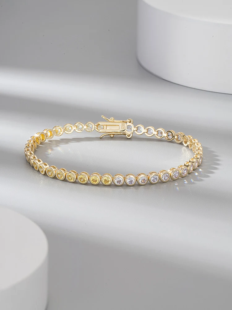 Title 4, Pulseira de moda S925 prata esterlina bicolor c...