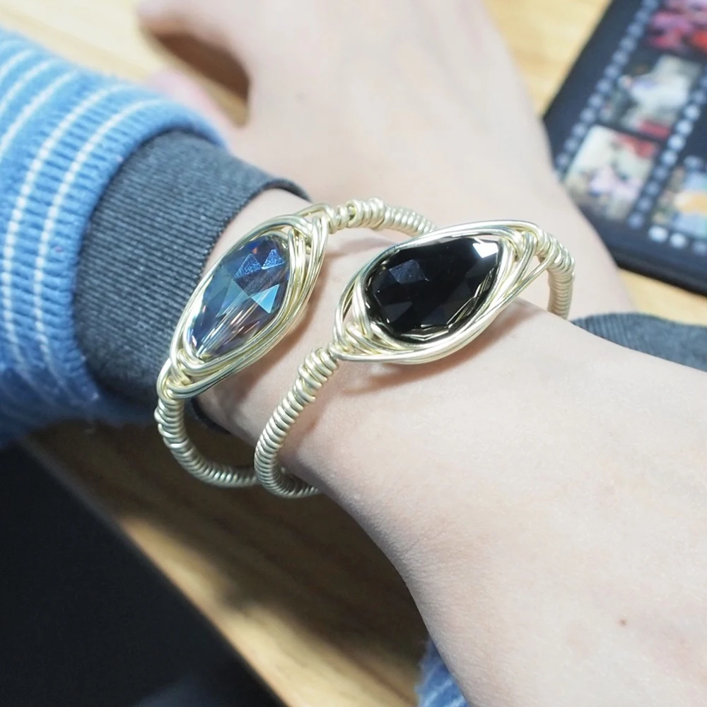 Pulseira de cristal de fio de metal grande — foto 3