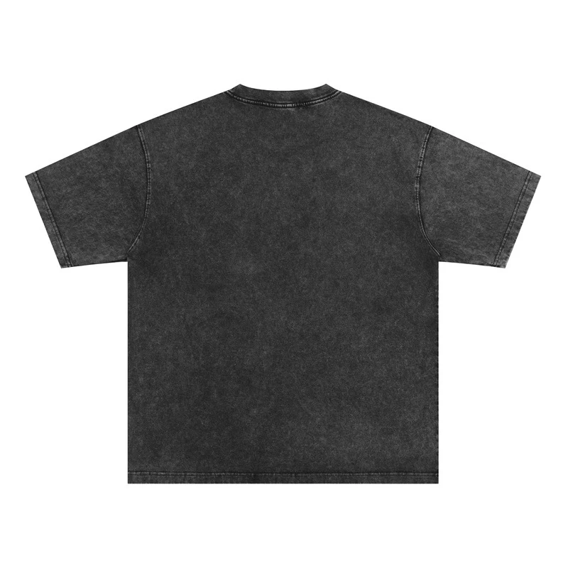 Camiseta solta estilo americano retrô lavado envelhecido criativo estampado manga curta all-match — foto 5