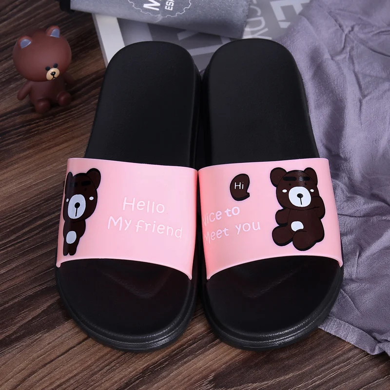 Cartoon Bear Soft Bottom Soft Lightweight Couple Slippers Summer. Comfortable and perfect for indoor use, designed for r — photo 5
