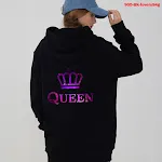 Moletom com capuz King Queen estampado para casais apaixonados. Conforto e estilo para ela e para ele. Demonstre seu amor! — foto 7
