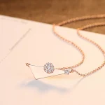Colar de prata esterlina flor zircônia geométrica triângulo, corrente clavícula feminina, acessório elegante e delicado. — foto 5