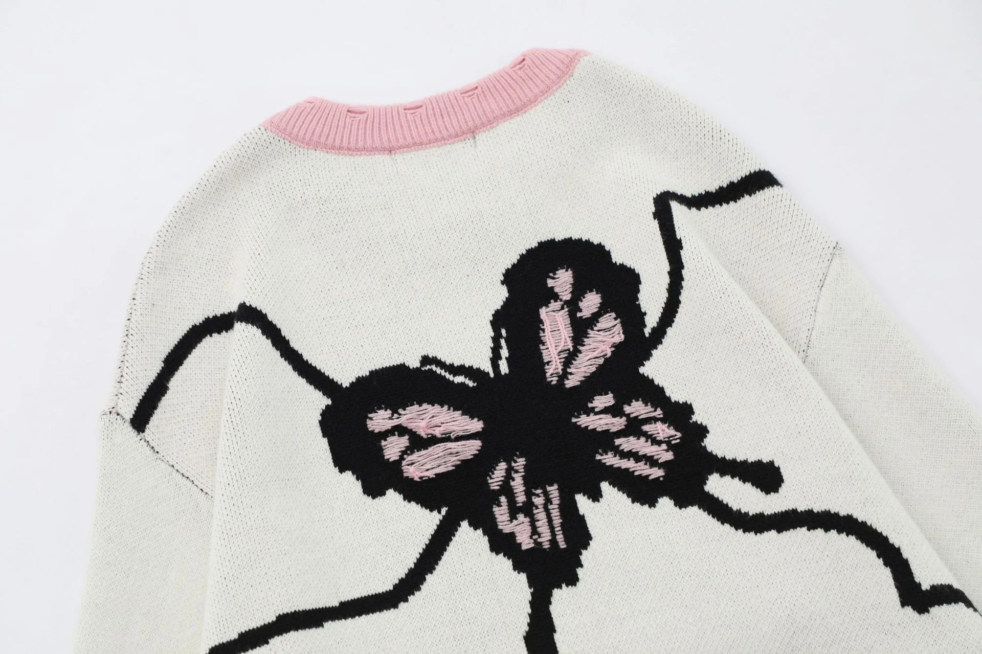 Title 7, Loose Sweet Cute Jacquard Round Neck Knitted Sw...