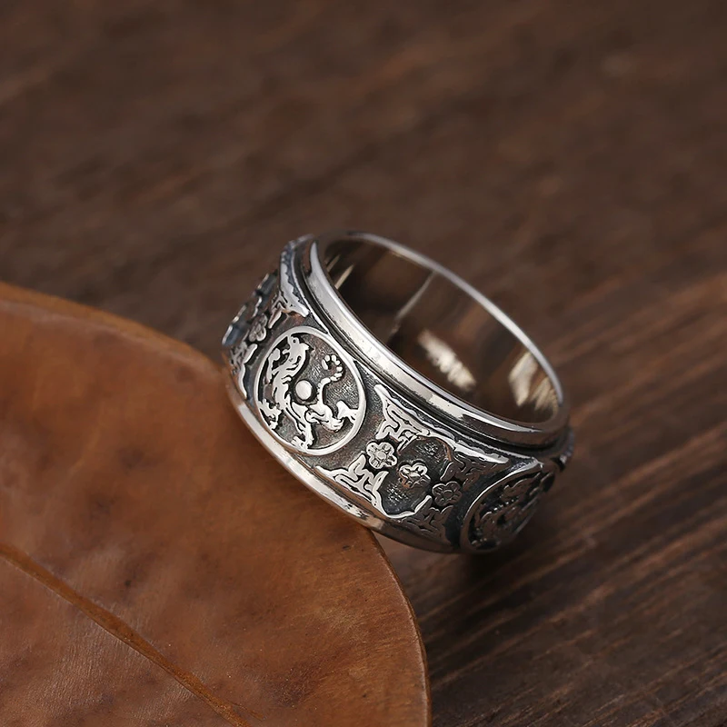Anel giratório de prata esterlina para homens, elegante e moderno. Alívio do estresse com um toque sofisticado e um acessório exclusivo. — foto 1
