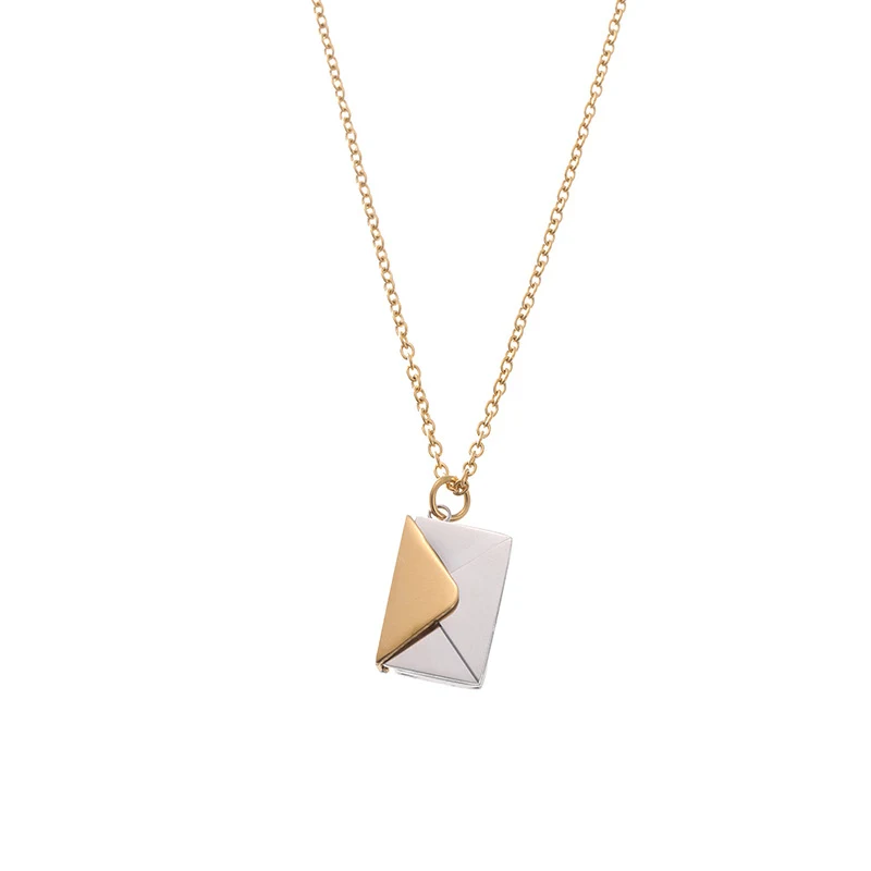 Colar Carta de Amor Envelope Versátil Corrente de Clavícula Simples Expresse seu amor com estilo e elegância Presente perfeito e cheio de significado. — foto 3