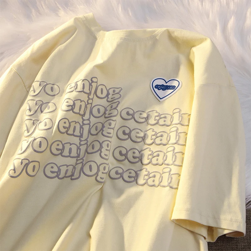 Title 3, Weywot zomer nieuw crèmegeel T-shirt met korte ...