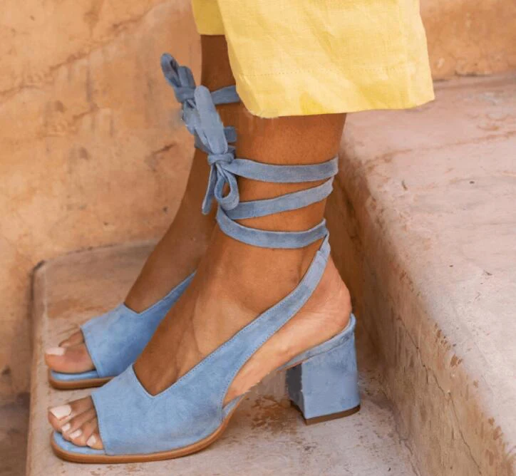 Title 4, Womens thick heel sandals with fish mouth desi...
