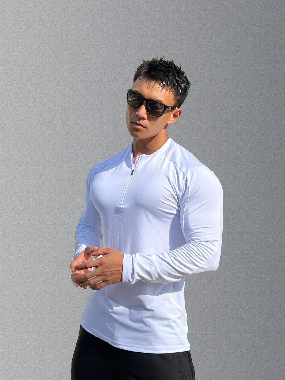 Title 7, Mens Sports Fitness Long Sleeve Top Zip-up Shi...