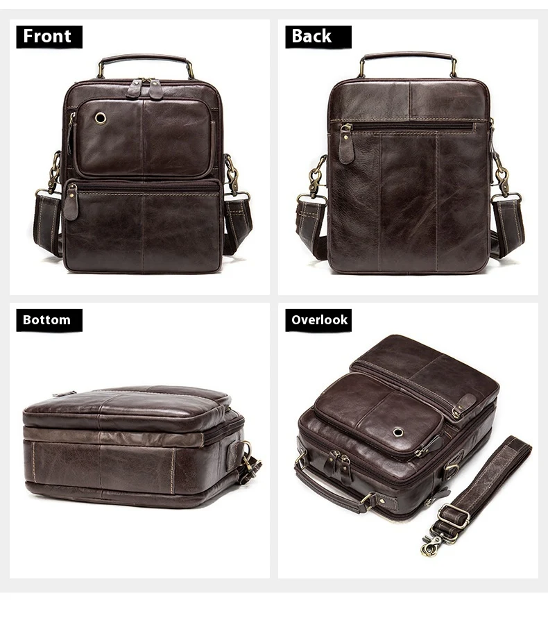 Title 4, Bolsa carteiro retrô masculina de couro genuíno...