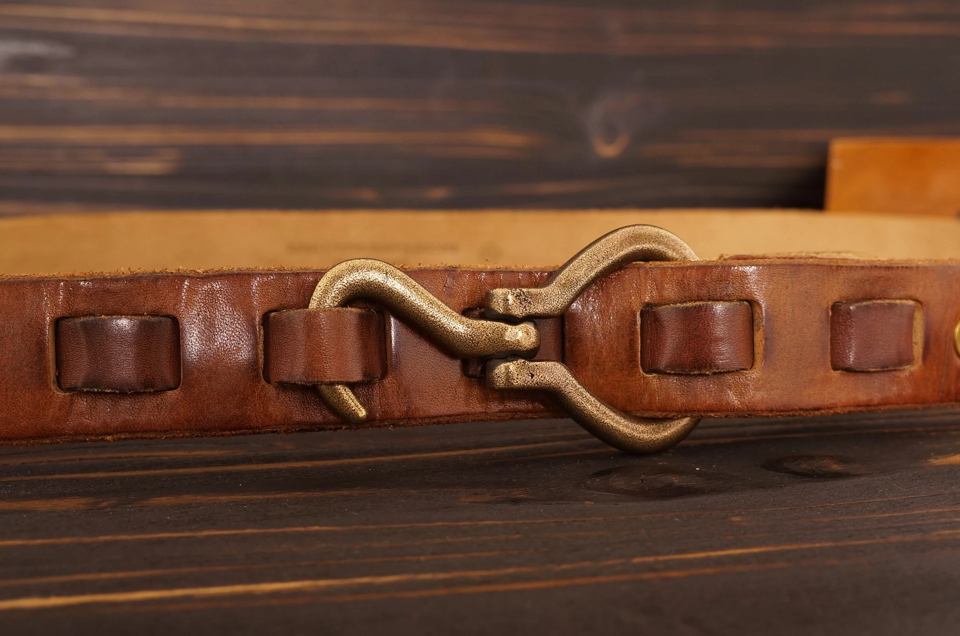 Title 2, Mens handcrafted woven belt with a solid coppe...