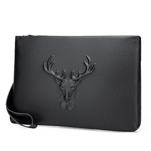 Title 3, Carteira clutch masculina em couro bovino de pr...