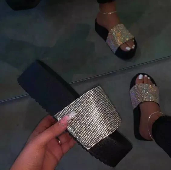 Title 11, Womens thick bottom rhinestone home slippers, ...