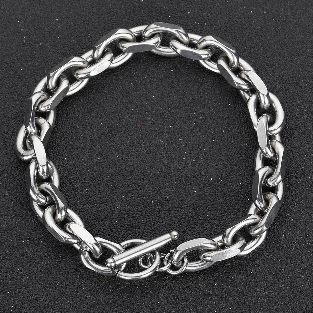 Title 10, Pulseira masculina corrente cruzada aço titânio...
