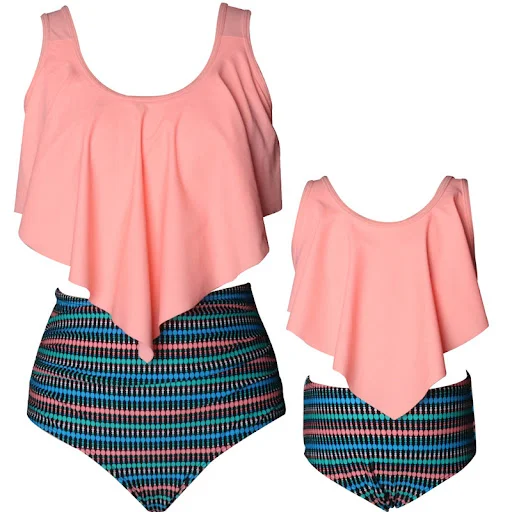 Title 6, Womens printed high waist split bikini with ru...
