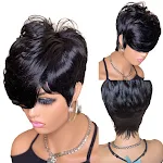 Peruca pixie curta e ondulada de cabelo humano, feita à máquina. Look natural, fácil de usar, confortável e perfeita para um visual moderno. — foto 10