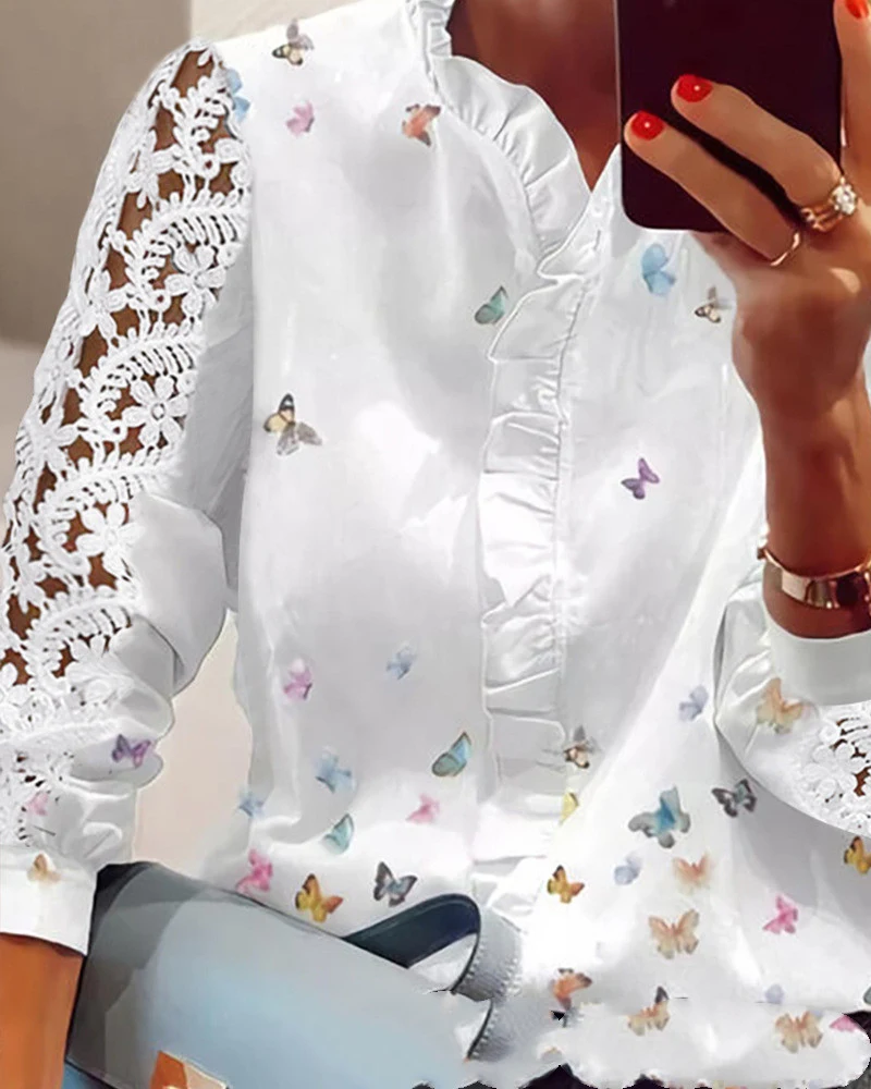 Summer Cross-border Independent Station Lace Stitching Shirt — photo 4