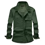Men's Workwear Washed Cotton Shirt Solid Color Lapel Long Sleeve for comfort and durability, perfect for various work en — photo 3