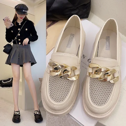 Title 4, Womens leather shoes with breathable mesh, blu...