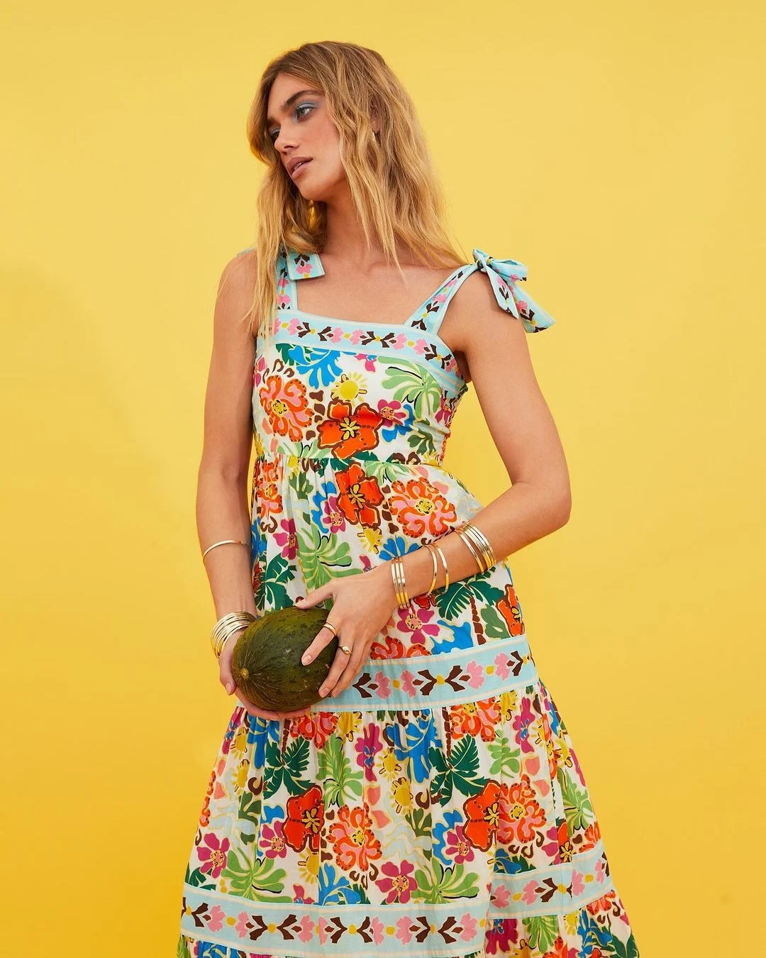 Title 3, High Waist Plant Print Womens Suspender Dress