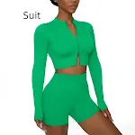 Conjunto esportivo sem costura, camiseta e calça legging de yoga, cor sólida, respirável, para corrida e fitness. — foto 10
