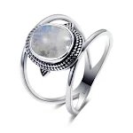 Anel de pedra da lua arco-íris Fashion Personality. Realce sua personalidade e estilo com a beleza mística desta joia única. — foto 7