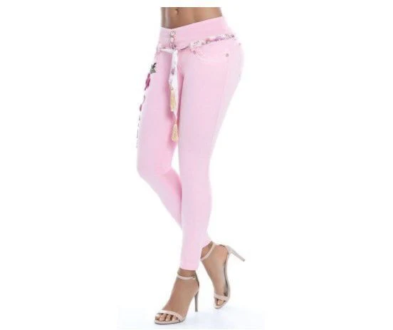 Jeans ad alta elasticità con piedi ricamati, un connubio di comfort e stile senza pari. Goditi una vestibilità perfetta e un look unico. — foto 2
