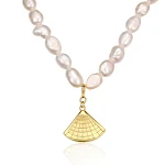Colar de pérola de concha em prata esterlina para mulheres. Adicione sofisticação atemporal ao seu visual. Um acessório essencial. — foto 2