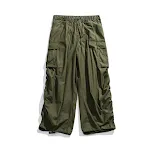 Calças de trabalho retrô japonesas masculinas com pernas largas e bolsos. Conforto e estilo casual, perfeitas para um visual autêntico e moderno. — foto 10