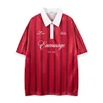 Camiseta Polo Deportiva Retro Digital a Rayas Cuello Solapa Suelto Manga Corta Disfruta el estilo vintage con comodidad y frescura ideal para el verano — foto 4