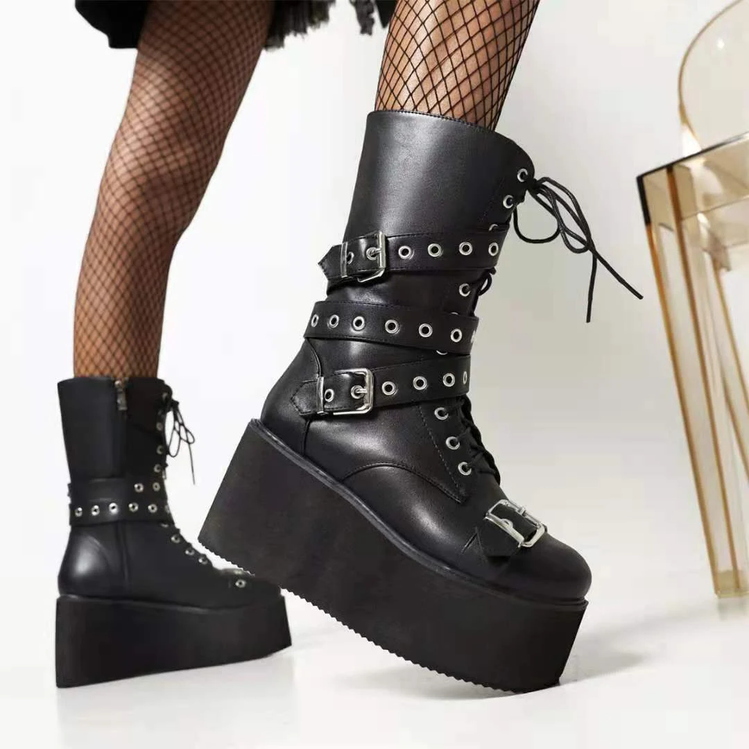 Title 5, Autumn and Winter Buckled Wedge Platform Short ...