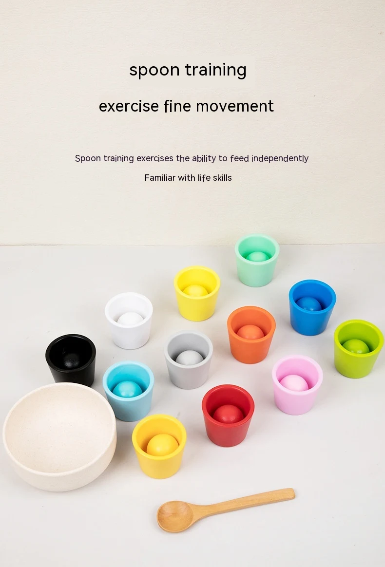 Holz-Farbsortierbecher-Zählspielzeug für Kinder, Vorschul-Lernspiel für Farben und Zahlen, pädagogisches Aktivitäts-Set. — foto 7