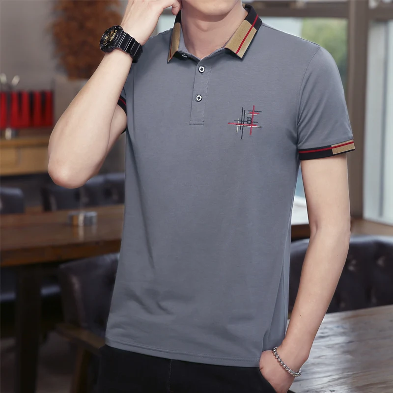 Title 2, Camiseta Polo Masculina de Verão Manga Curta co...
