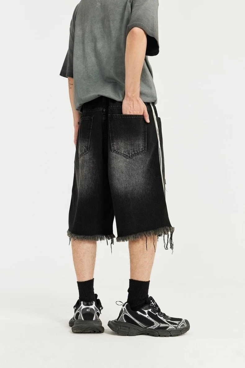 Title 10, Summer Mens Hip Hop Side Stripe Ripped Denim S...