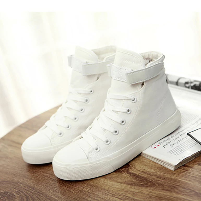 Czarne damskie buty wysokie z płótna w stylu brytyjskim Wygodne i stylowe obuwie na co dzień Idealne do każdej stylizacji Solidna konstrukcja i modny design — zdjęcie 4
