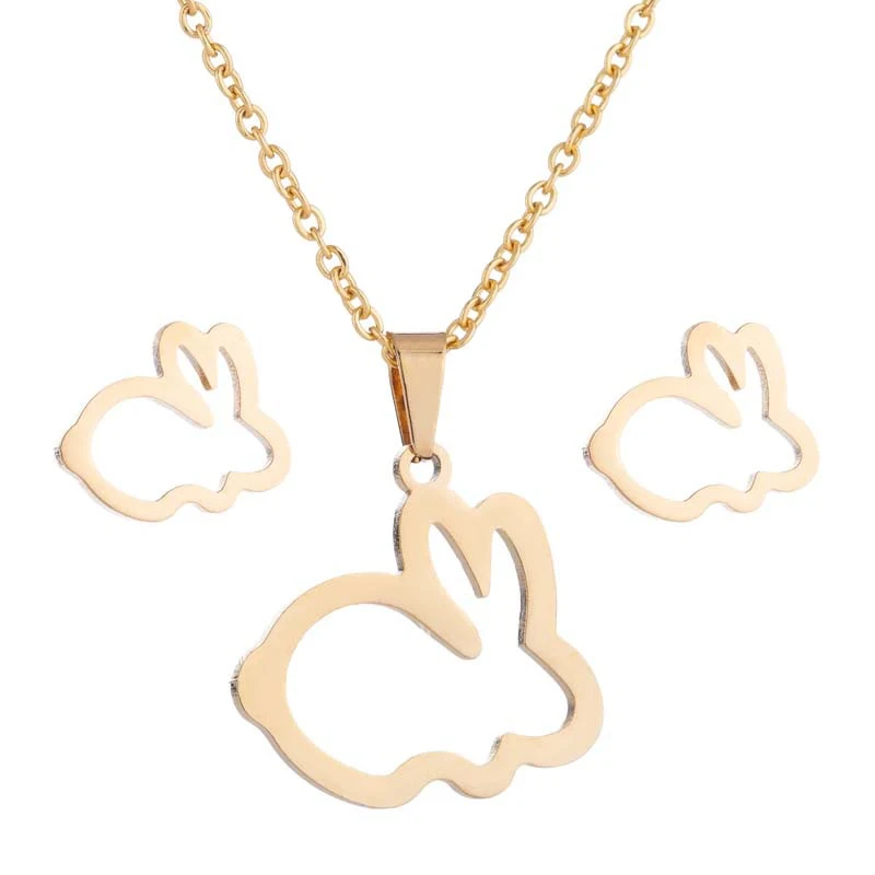Completo due pezzi con pendente orecchini a forma di coniglio Un look adorabile e unico per donne Perfetto per regali e occasioni speciali — foto 3