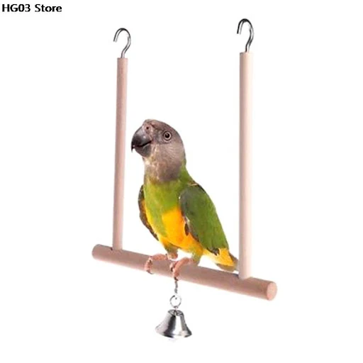 1PC Wooden Birds Cage Perch Cage Hanging Wood Birds Perch Parrot Toys Stand Holder Natural Wood Swing Pet Supplies — photo 1