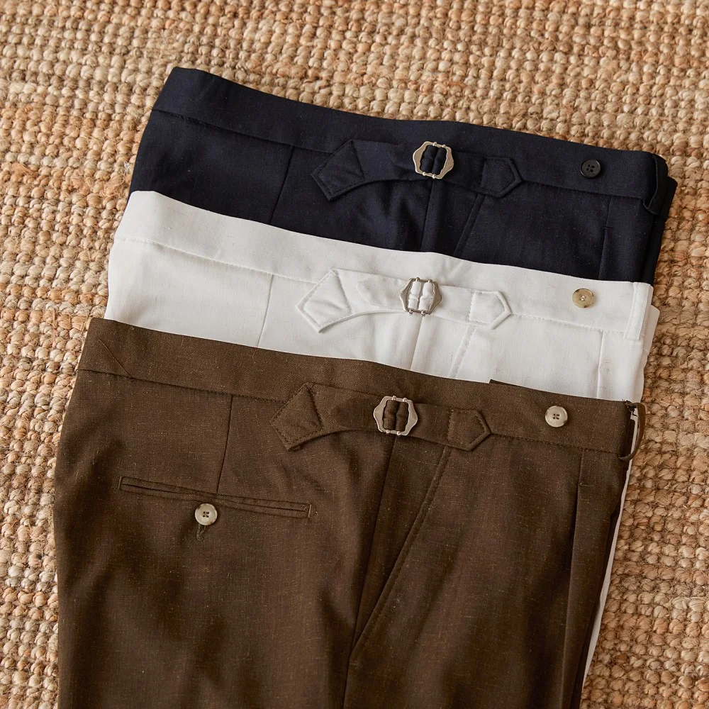 Pantalones de verano de lino mixto, corte entallado y estilo retro para ir al trabajo cómodamente y con estilo. — foto 8