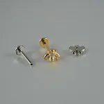 Labret Reto de Titânio G23 com Base Plana e Zircônia Abelha Piercing Orelha/Língua DIY — foto 12
