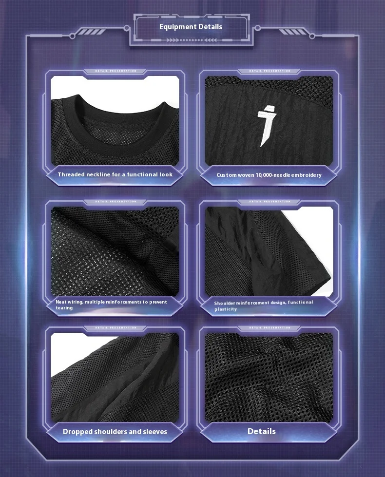 Title 3, Mechanical Style Mesh Breathable Sports Round N...