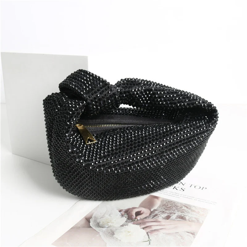 Title 2, Bolsa de ombro feminina com nó e strass, um ace...