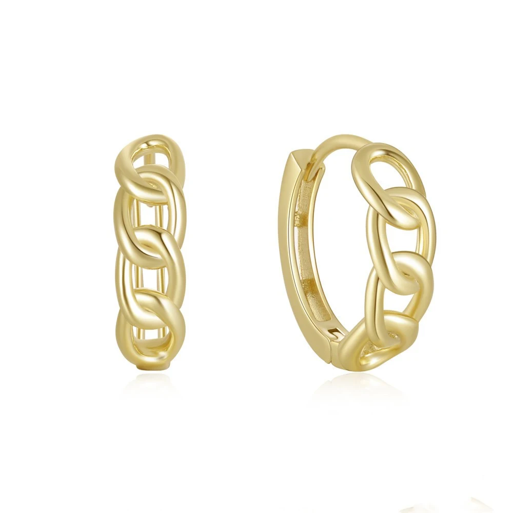 Brincos de corrente fashion em prata esterlina S925, design elegante para mulheres. Leves e charmosos, perfeitos para uso diário e eventos. — foto 1