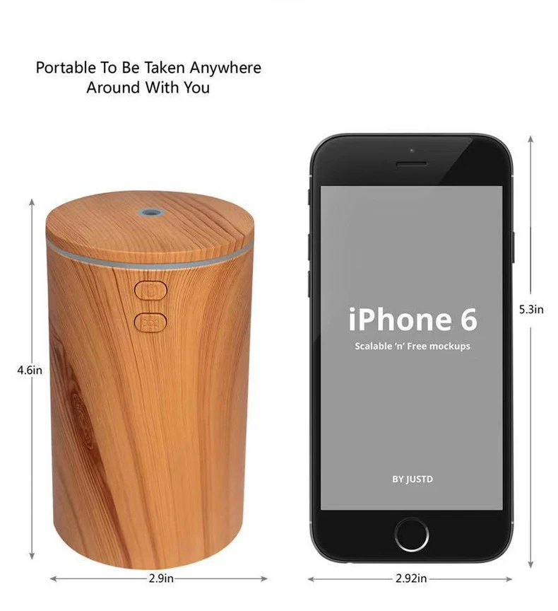 Title 7, USB Wood Grain Car Essential Oil Aroma Diffuser...